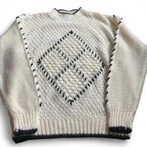 Vintage Chunky Knit Graphic Sweater Oversized (L/XL) ✨ 80/90s oversized knit XL)